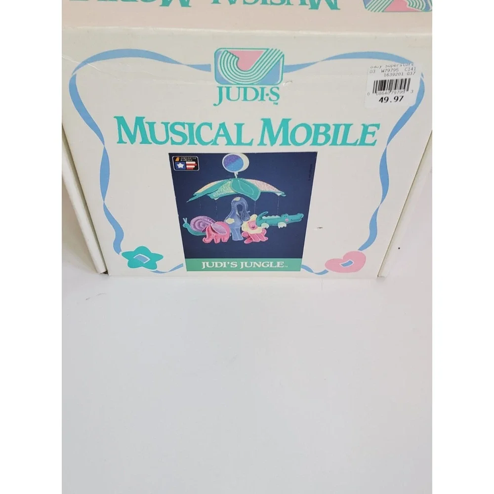 Vintage Judi s Musical Mobile Used In Box. Tested. Jungle Elephant Lion Animals‎